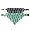 Pet Bandana - "Wavelength - Jade" - Green, Copper & Mint Bandana for Cat + Small Dog / Slide-on Bandana / Over-the-Collar (One Size)