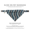 Pet Bandana - "Wavelength - Smoke" - Blue, Copper & Black Bandana for Cat + Small Dog / Slide-on Bandana / Over-the-Collar (One Size)