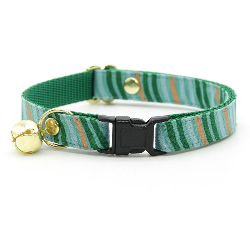 Cat Collar - "Wavelength - Jade" - Green, Copper & Mint Cat Collar / Breakaway Buckle or Non-Breakaway / Cat, Kitten + Small Dog Sizes