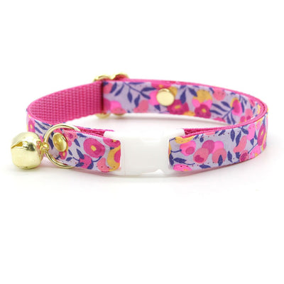 Bow Tie Cat Collar Set - "Margeaux" - Liberty of London® Floral Cat Collar w/ Matching Bowtie / Pink & Purple / Cat, Kitten, Small Dog Sizes