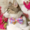 Bow Tie Cat Collar Set - "Margeaux" - Liberty of London® Floral Cat Collar w/ Matching Bowtie / Pink & Purple / Cat, Kitten, Small Dog Sizes