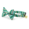 Bow Tie Cat Collar Set - "Wavelength - Jade" - Green, Copper & Mint Cat Collar w/ Matching Bowtie / Cat, Kitten, Small Dog Sizes