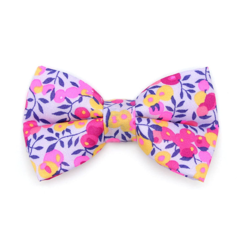 Pet Bow Tie - "Margeaux" - Liberty Of London® Neon Pink & Purple Floral Cat Bow / For Cats + Small Dogs (One Size)