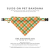 Pet Bandana - "Scenic Route" - Aqua, Green & Orange Plaid Bandana for Cat + Small Dog / Slide-on Bandana / Over-the-Collar (One Size)