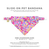Pet Bandana - "Margeaux" - Liberty Of London® Floral Bandana for Cat + Small Dog / Neon Pink & Purple / Slide-on Bandana / Over-the-Collar (One Size)