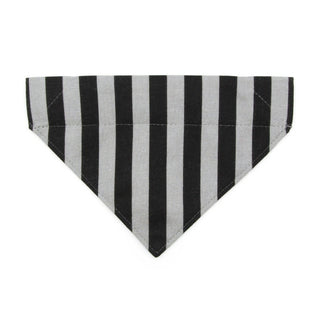 Pet Bandana - "Unexpected Guest" - Black & Gray Striped Bandana for Cat + Small Dog / Halloween / Slide-on Bandana / Over-the-Collar (One Size)