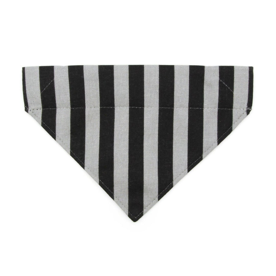 Pet Bandana - "Unexpected Guest" - Black & Gray Striped Bandana for Cat + Small Dog / Halloween / Slide-on Bandana / Over-the-Collar (One Size)