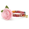 Cat Collar + Flower Set - "Pumpkin Patch - Cranberry" - Burgundy Autumn Harvest Cat Collar w/ Baby Pink Felt Flower (Detachable)
