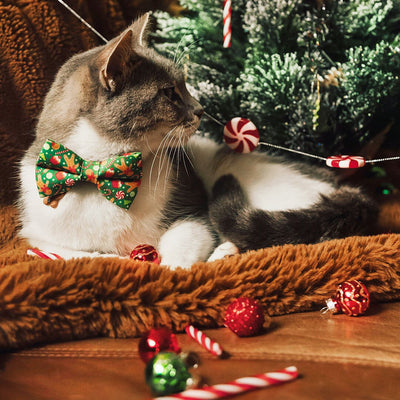 Cat Collar - "Christmas Treats - Green" - Gingerbread Cat Collar / Breakaway Buckle or Non-Breakaway / Cat, Kitten + Small Dog Sizes