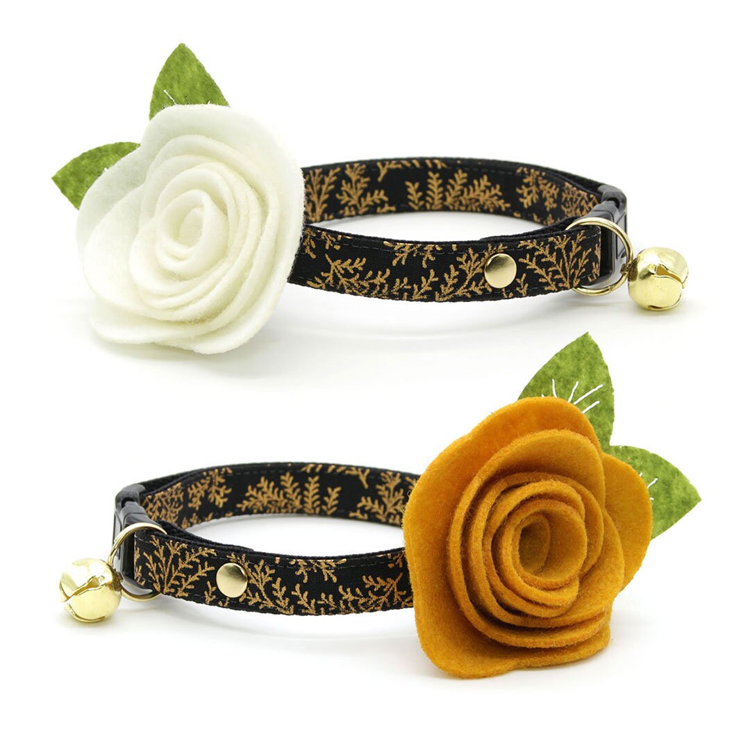 Cat Collar - "Black Forest" - Gold & Black Cat Collar / Breakaway Buckle or Non-Breakaway / Cat, Kitten + Small Dog Sizes