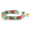 Bow Tie Cat Collar Set - "Winter Blooms - Mint" - Holiday Floral Cat Collar w/ Matching Bowtie / Christmas / Cat, Kitten, Small Dog Sizes