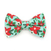 Bow Tie Cat Collar Set - "Winter Blooms - Mint" - Holiday Floral Cat Collar w/ Matching Bowtie / Christmas / Cat, Kitten, Small Dog Sizes