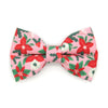 Bow Tie Cat Collar Set - "Winter Blooms - Pink" - Christmas Floral Cat Collar w/ Matching Bowtie / Holiday / Cat, Kitten, Small Dog Sizes