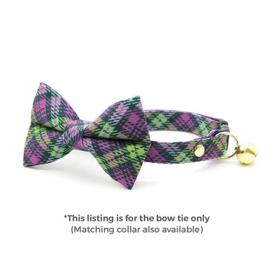 Pet Bow Tie - "Morgan Le Fey" - Purple Plaid Cat Bow Tie / For Cats + Small Dogs (One Size)
