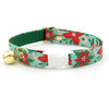 Cat Collar - "Winter Blooms - Mint" - Christmas Poinsettia Cat Collar / Holiday Floral / Breakaway Buckle or Non-Breakaway / Cat, Kitten + Small Dog Sizes