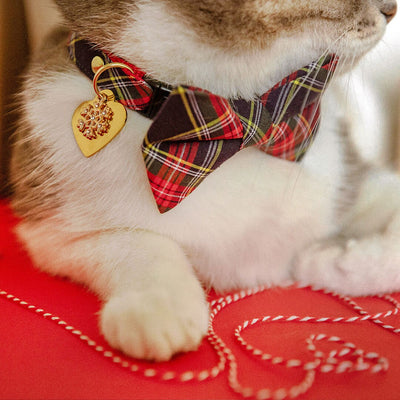 Cat Collar - "Canterbury" - Holiday Tartan Plaid Cat Collar / Breakaway Buckle or Non-Breakaway / Cat, Kitten + Small Dog Sizes
