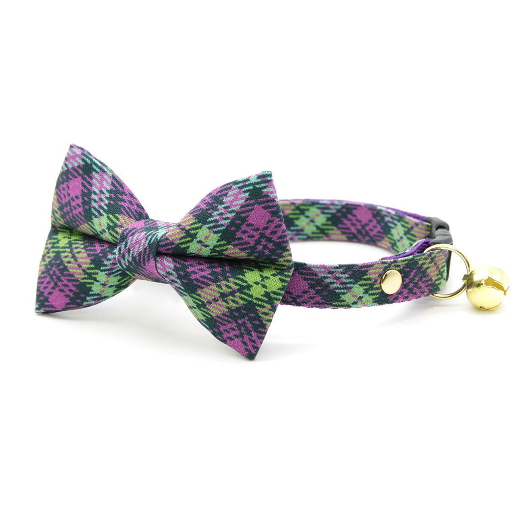 Cat Collar - "Morgan Le Fey" - Purple Plaid Cat Collar / Breakaway Buckle or Non-Breakaway / Cat, Kitten + Small Dog Sizes