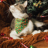 Pet Bandana - "Christmas Treats - Green" - Holiday Gingerbread Bandana for Cat + Small Dog / Slide-on Bandana / Over-the-Collar (One Size)