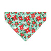 Pet Bandana - "Winter Blooms - Mint" - Holiday Poinsettia Bandana for Cat + Small Dog / Christmas Floral / Slide-on Bandana / Over-the-Collar (One Size)