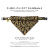 Pet Bandana - "Black Forest" - Gold & Black Bandana for Cat + Small Dog / Christmas, Holiday, New Year's, Wedding / Slide-on Bandana / Over-the-Collar (One Size)