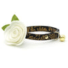 Cat Collar + Flower Set - "Black Forest" - Gold & Black Cat Collar w/ Ivory Felt Flower (Detachable)