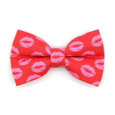 Bow Tie Cat Collar Set - "Pucker Up" - Red Valentine's Day Cat Collar w/ Matching Bowtie / Lipstick Kisses / Cat, Kitten, Small Dog Sizes