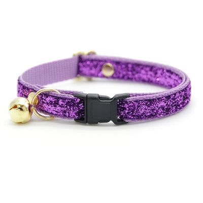 Cat Collar - "Masquerade" - Purple Sparkle Cat Collar / Breakaway Buckle or Non-Breakaway / Cat, Kitten + Small Dog Sizes