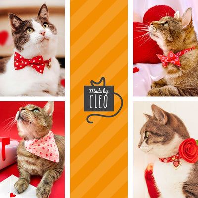 Pet Bow Tie - "Sealed With A Kiss" - Pink Love Letter Cat Bow Tie / Valentine's Day, Heart Mail / For Cats + Small Dogs (One Size)
