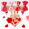 Cat Collar + Flower Set - "Pucker Up" - Lipstick Kiss Valentine's Day Cat Collar w/ Baby Pink Felt Flower (Detachable)