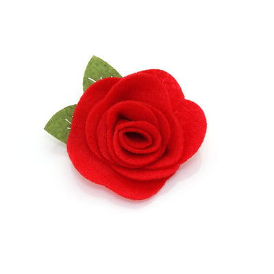 Cat Collar + Flower Set - "Pucker Up" - Lipstick Kiss Valentine's Day Cat Collar w/ Scarlet Red Felt Flower (Detachable)