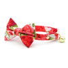 Bow Tie Cat Collar Set - "Roses" - Red Rose Cat Collar w/ Matching Bowtie / Valentine's Day, Floral, Wedding / Cat, Kitten, Small Dog Sizes