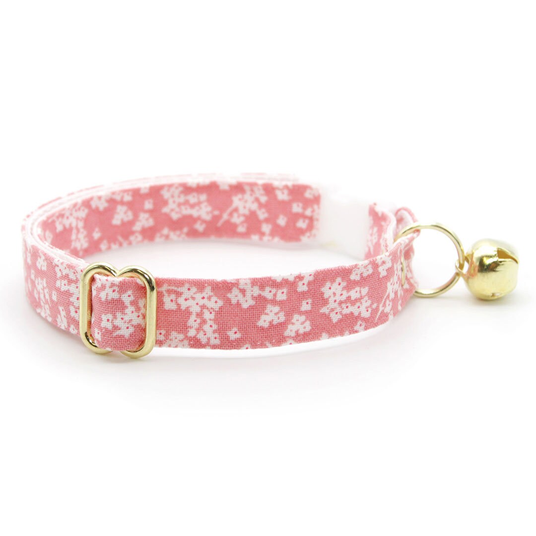 Bow Tie Cat Collar Set - "Sakura" - Cherry Blossom Pink Floral Cat Collar w/ Matching Bowtie / Spring, Easter, Wedding / Cat, Kitten, Small Dog Sizes