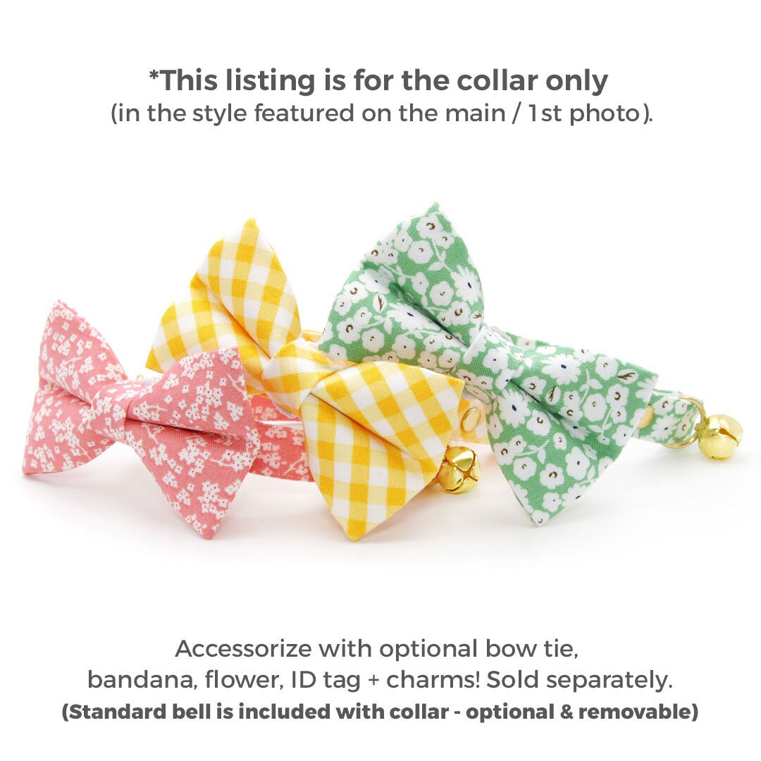 Cat Collar - "Sakura" - Cherry Blossom Pink Floral Cat Collar / Spring + Easter / Breakaway Buckle or Non-Breakaway / Cat, Kitten + Small Dog Sizes