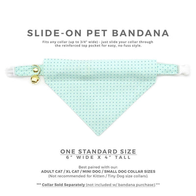Pet Bandana - "Mint To Be" - Pastel Mint Polka Dot Bandana for Cat + Small Dog / Spring, Easter, Summer / Slide-on Bandana / Over-the-Collar (One Size)