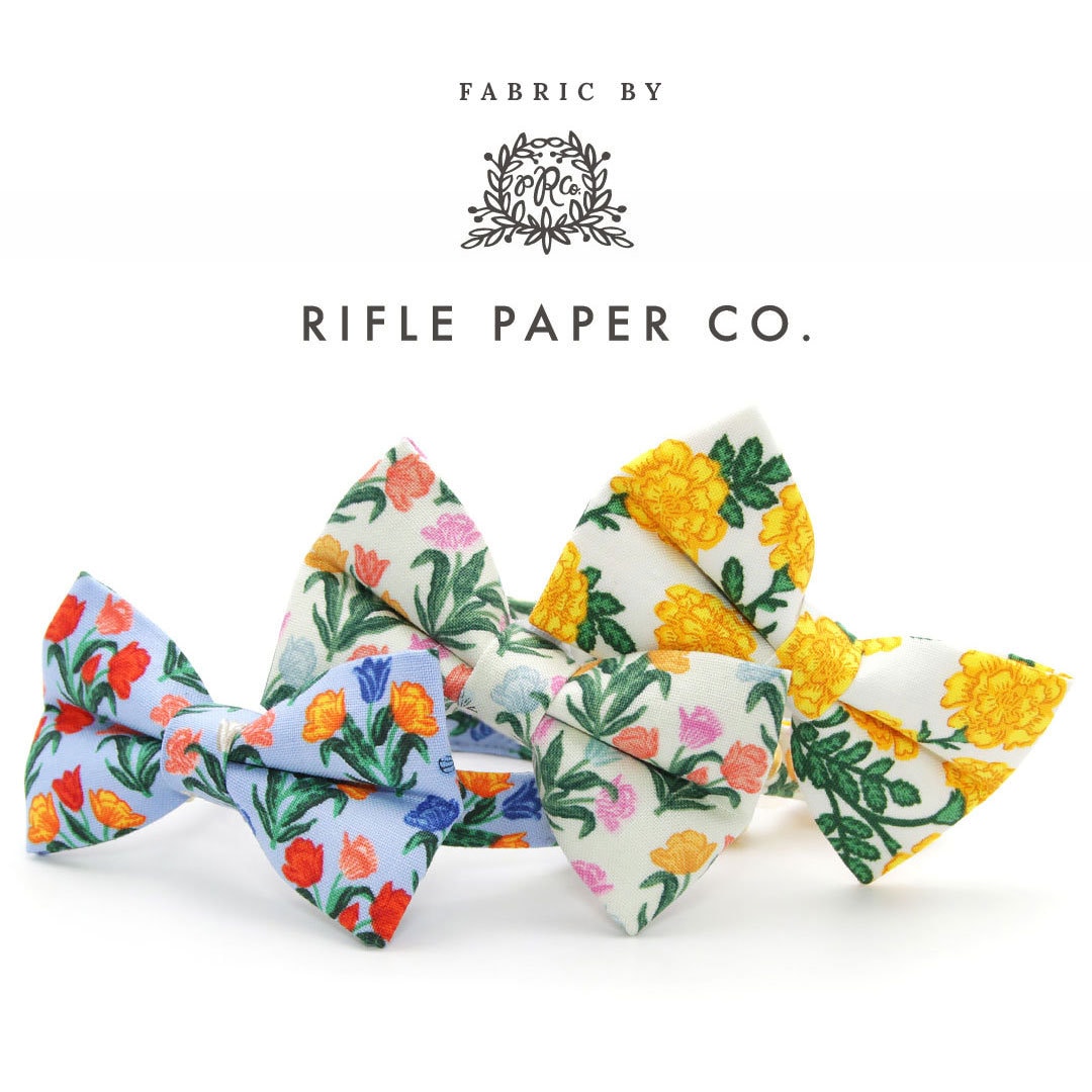 Cat Collar - "Tulip Fields - Periwinkle" - Rifle Paper Co® Fabric Blue Floral Cat Collar / Spring + Easter / Breakaway Buckle or Non-Breakaway / Cat, Kitten + Small Dog Sizes