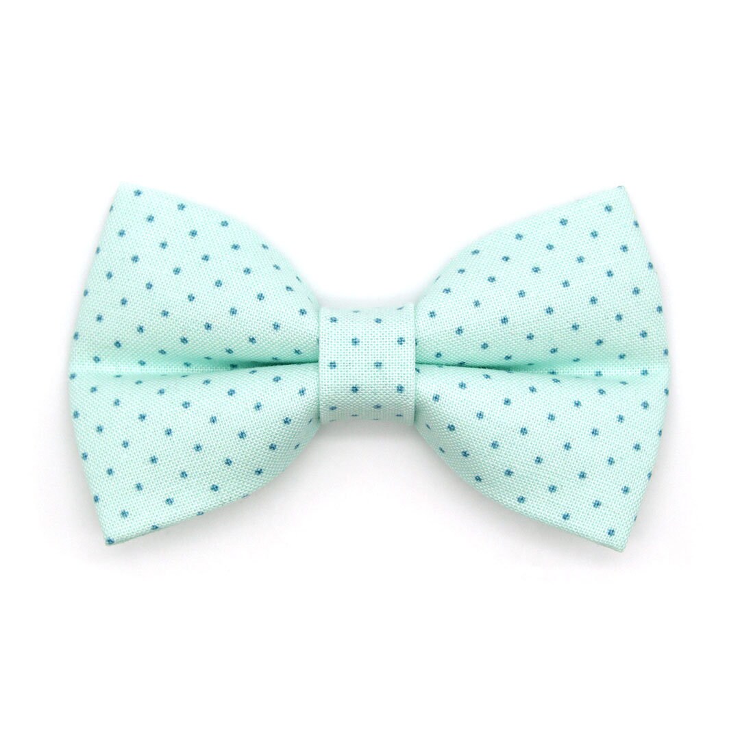 Bow Tie Cat Collar Set - "Mint To Be" - Pastel Polka Dot Cat Collar w/ Matching Bowtie / Spring, Easter, Birthday, Wedding / Cat, Kitten, Small Dog Sizes