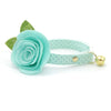 Cat Collar + Flower Set - "Mint To Be" - Pastel Polka Dot Cat Collar w/ Mint Felt Flower (Detachable)