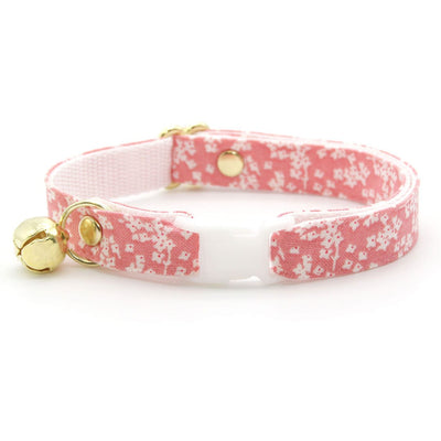 Bow Tie Cat Collar Set - "Sakura" - Cherry Blossom Pink Floral Cat Collar w/ Matching Bowtie / Spring, Easter, Wedding / Cat, Kitten, Small Dog Sizes