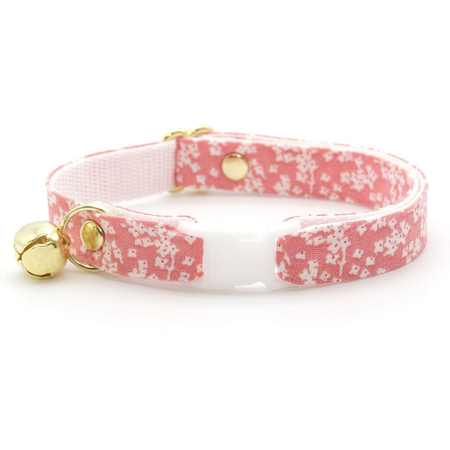 Cat Collar - "Sakura" - Cherry Blossom Pink Floral Cat Collar / Spring + Easter / Breakaway Buckle or Non-Breakaway / Cat, Kitten + Small Dog Sizes