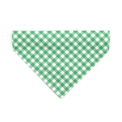 Pet Bandana - "Derby" - Gingham Green Bandana for Cat + Small Dog / Spring, St. Patrick's Day, Summer / Slide-on Bandana / Over-the-Collar (One Size)
