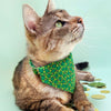 Pet Bandana - "Clover Leaf" - St. Patrick's Day Bandana for Cat + Small Dog / Shamrock, Green, Lucky, Irish / Slide-on Bandana / Over-the-Collar (One Size)