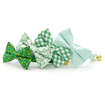 Bow Tie Cat Collar Set - "Mint To Be" - Pastel Polka Dot Cat Collar w/ Matching Bowtie / Spring, Easter, Birthday, Wedding / Cat, Kitten, Small Dog Sizes