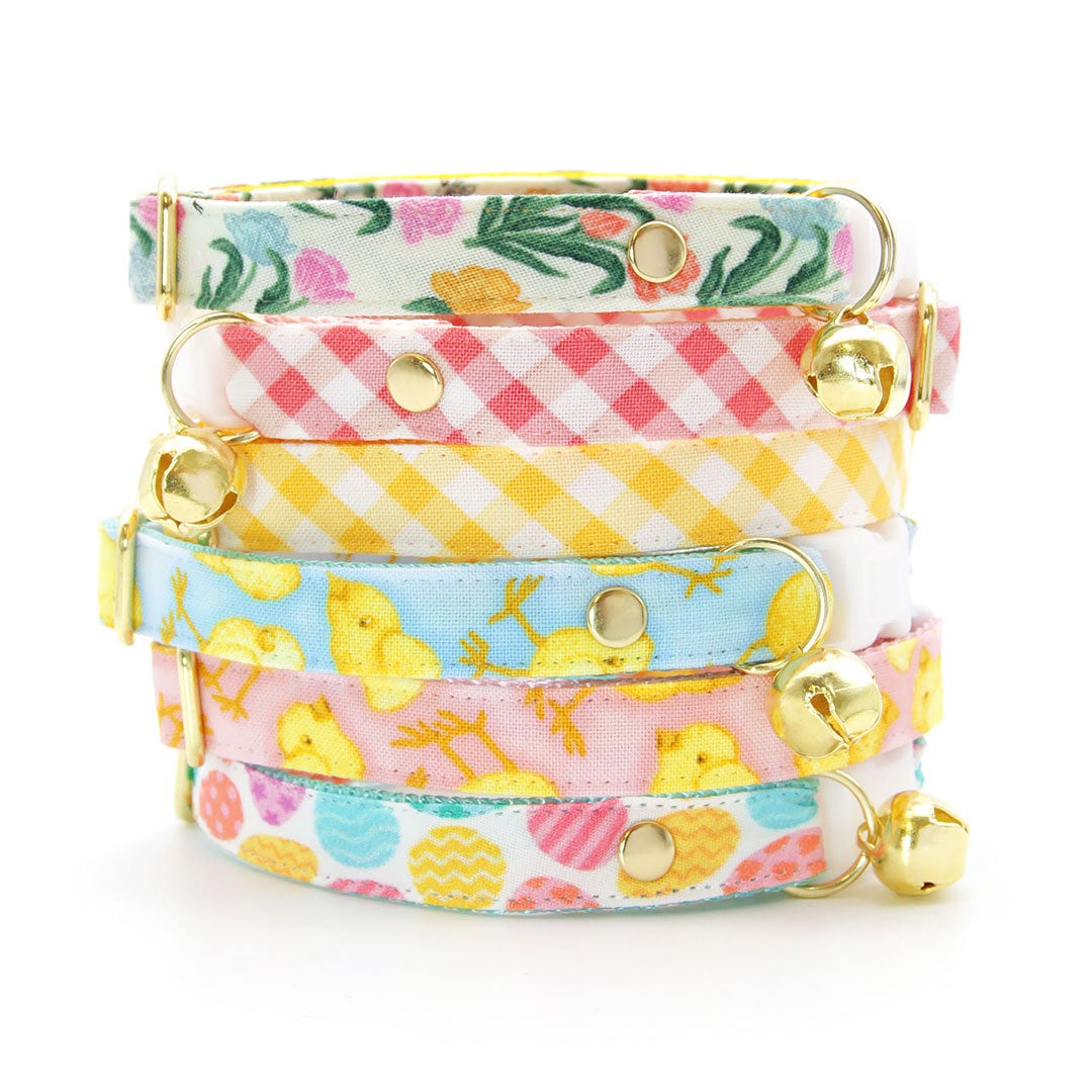 Bow Tie Cat Collar Set - "Coquette" - Pink Gingham Cat Collar w/ Matching Bowtie / Spring, Easter, Wedding / Cat, Kitten, Small Dog Sizes