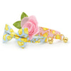 Cat Collar + Flower Set - "Spring Chicks - Pink" - Easter Cat Collar w/ Baby Pink Felt Flower (Detachable)