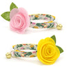 Cat Collar + Flower Set - "Tulip Fields - Cream" - Rifle Paper Co® Floral Cat Collar w/ Baby Pink Felt Flower (Detachable)