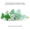 Pet Bow Tie - "Derby" - Gingham Green Bow Tie / Spring, St. Patrick's Day, Wedding / For Cats + Small Dogs (One Size)