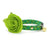 Cat Collar + Flower Set - "Clover Leaf" - St. Patrick Day Green & Gold Cat Collar w/ Leaf Green Felt Flower (Detachable)