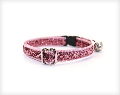 Pet Collar - Cat Collar - "Tea Rose" - Light Rose Pink Sparkle